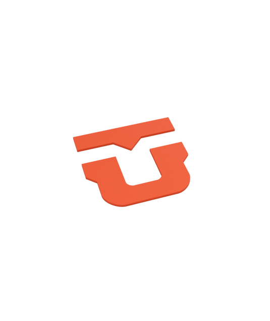 An orange Union U logo stomp pad for snowboards, depicted on a plain background.