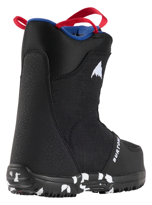 Rear view of Burton Youth Grom Boa Snowboard boots in black