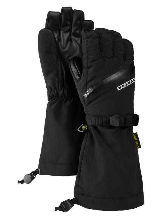 Black gloves with a brand logo on a white background
