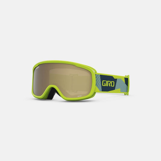 A pair of green Giro ski goggles with a cylindrical injection-molded lens and triple-layer face foam.