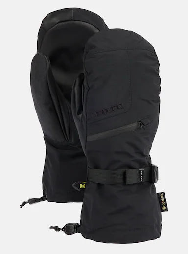 Black snowboarding glove with a hood on a white background