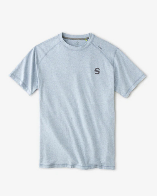 Light blue t-shirt with a small S&T logo on a white background