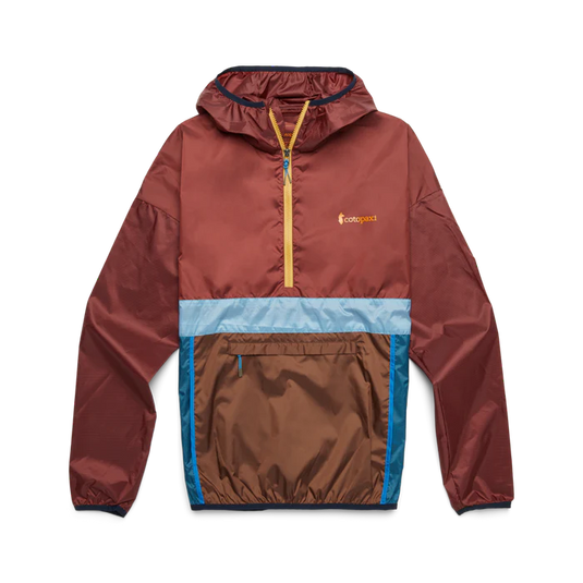 Multicolored jacket with a Cotopaxi logo on a white background