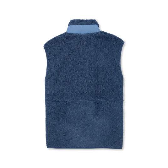 Blue fleece vest on a white background