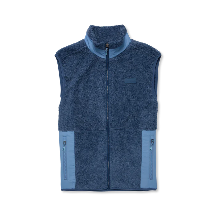 Load image into Gallery viewer, Blue fleece vest with front zipper on a white background
