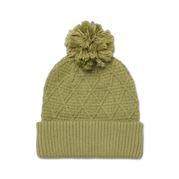Load image into Gallery viewer, Green knit beanie with pom-pom on a white background
