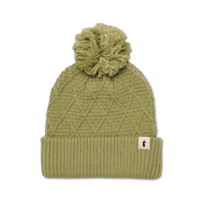 Load image into Gallery viewer, Green knit beanie with pom-pom on a white background

