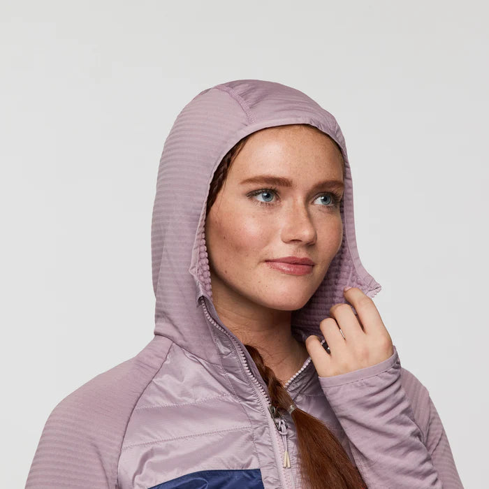 Load image into Gallery viewer, Person wearing a light purple hooded jacket on a plain background
