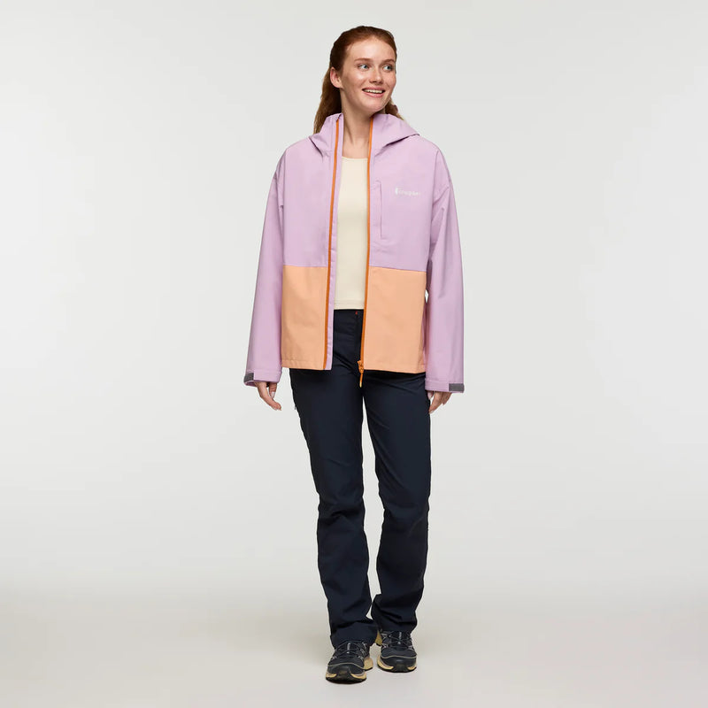 Load image into Gallery viewer, Woman wearing a two-tone jacket with pink and beige sections on a white background
