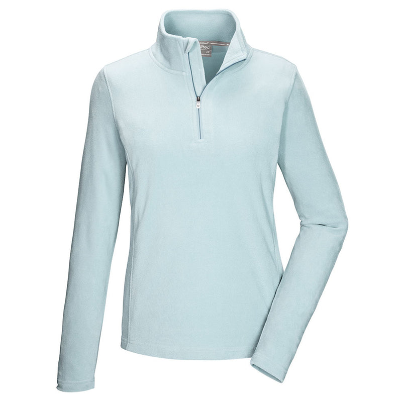 Load image into Gallery viewer, Light blue long-sleeve shirt with a quarter zip on a white background

