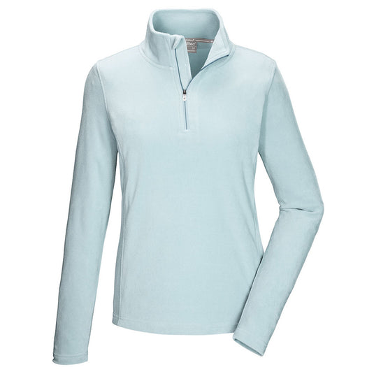 Light blue long-sleeve shirt with a quarter zip on a white background