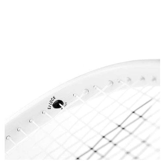 Close-up of a white bicycle rim with EXLOCK branding on a white background