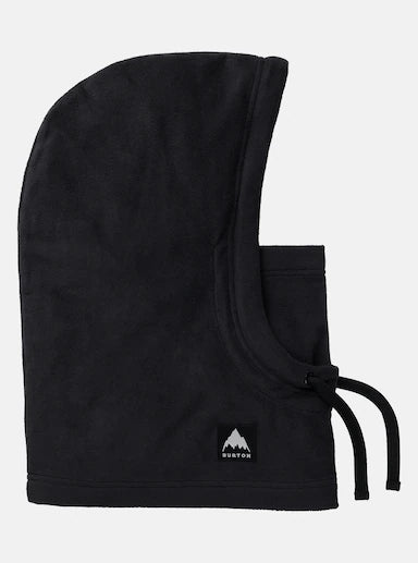 Load image into Gallery viewer, Black hooded balaclava with a brand logo on a white background
