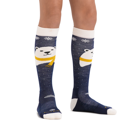Darn Tough Kids Polar Bear Over-the-Calf Midweight Ski & Snowboard Sock - Ski & Tennis Station
