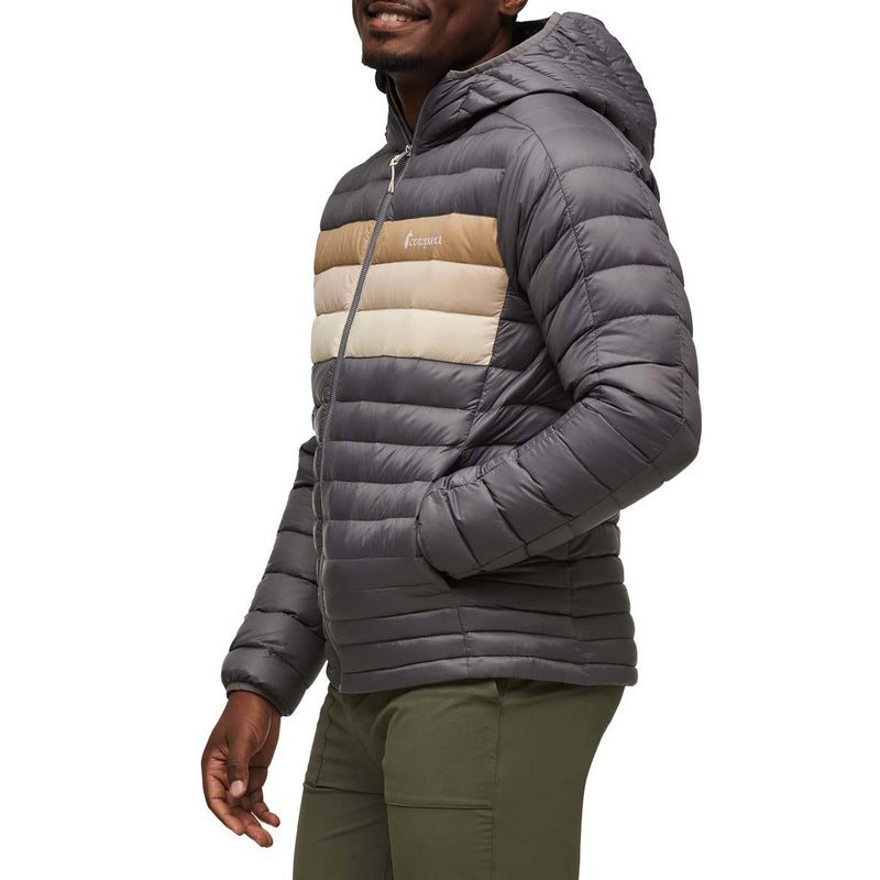 Load image into Gallery viewer, Person wearing a gray puffer jacket with color-blocked design on a white background
