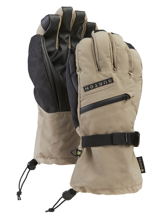 Pair of beige and black gloves with Burton logo on a white background
