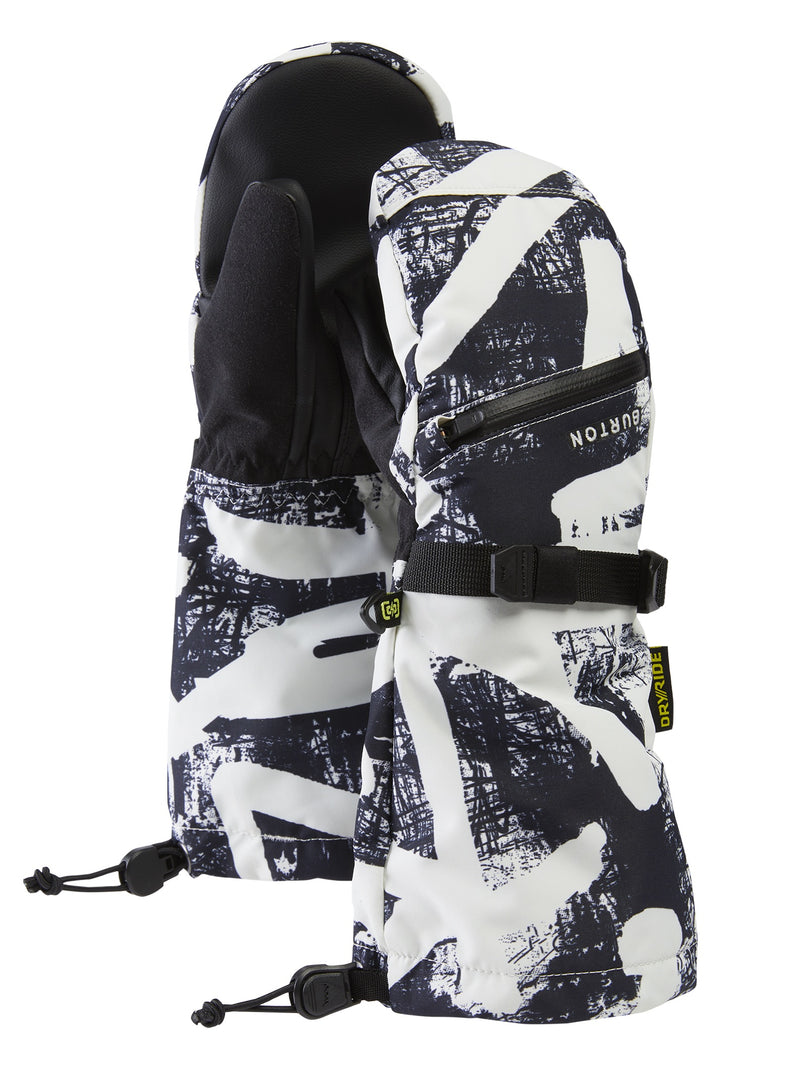 Load image into Gallery viewer, Black and white patterned ski glove with a visible Burton logo on a white background

