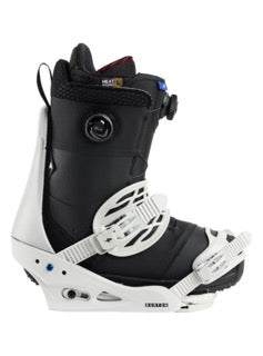 Load image into Gallery viewer, Black ski boot in white binding on a white background
