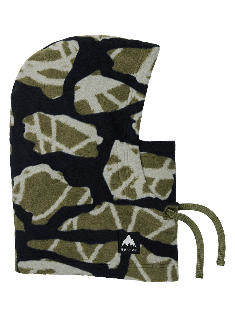 Load image into Gallery viewer, Camouflage-patterned balaclava with a Burton logo on a white background
