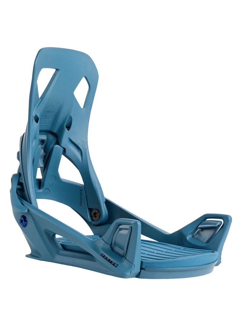 Load image into Gallery viewer, Blue snowboard binding on a white background
