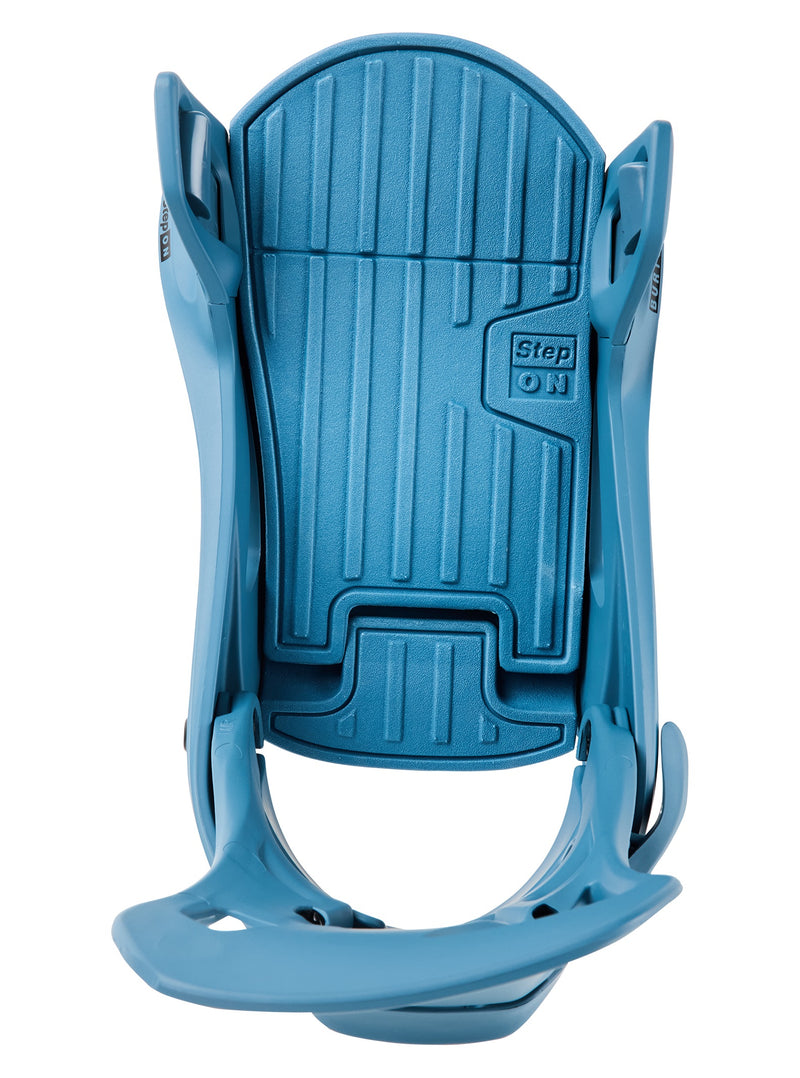 Load image into Gallery viewer, Blue snowboard binding on a white background
