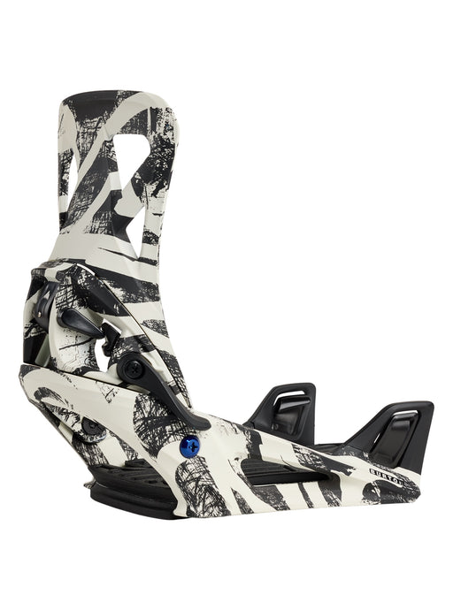 A Burton men's snowboard binding featuring a black and white camouflage design.
