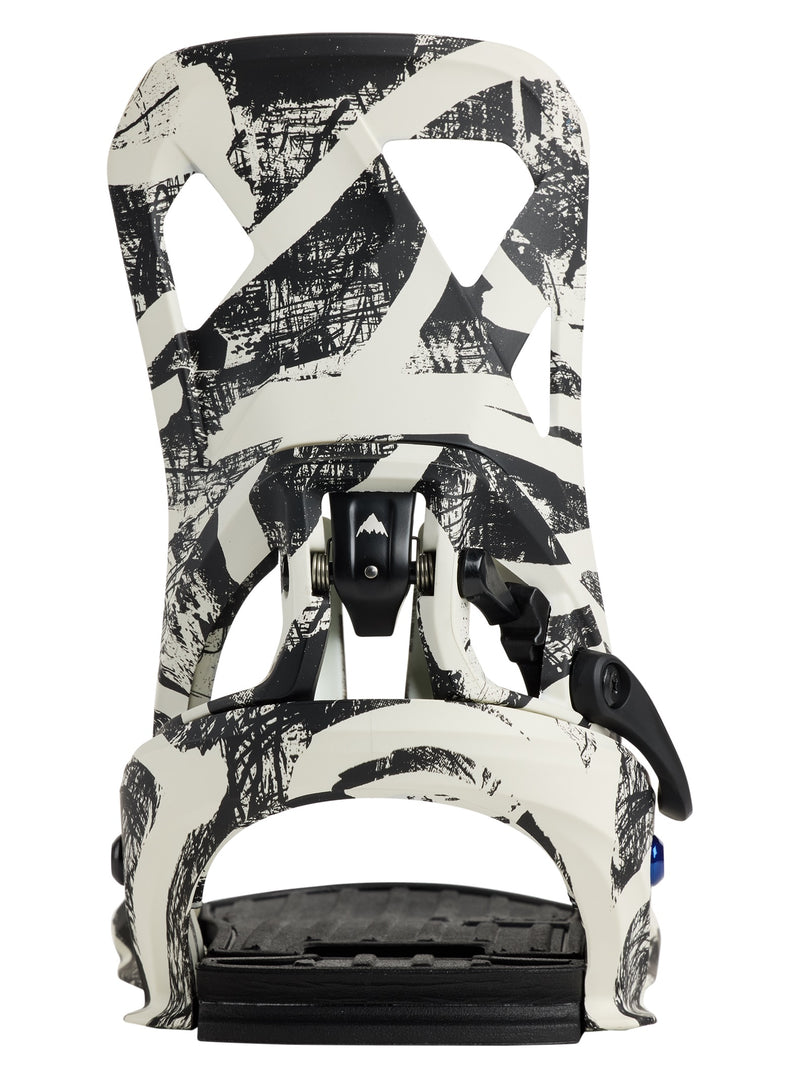 Load image into Gallery viewer, Black and white snowboard binding on a white background
