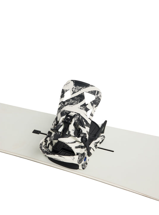 Black and white patterned binding on a white surface