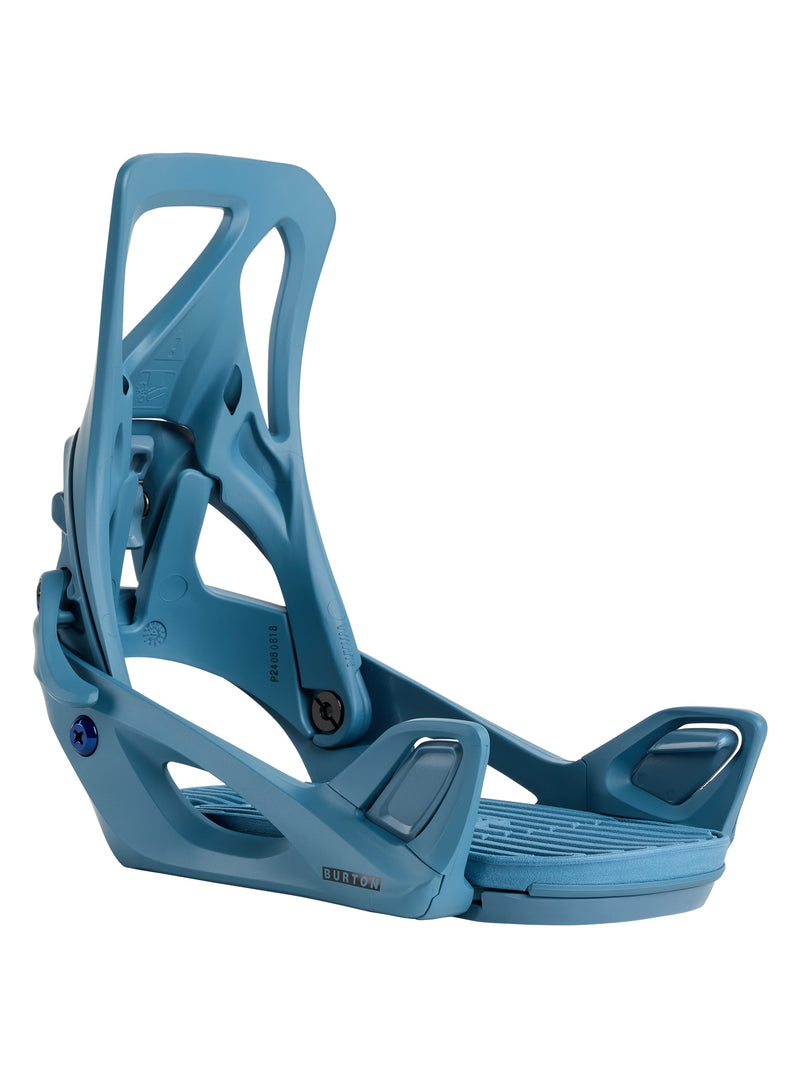Load image into Gallery viewer, Blue snowboard binding on a white background
