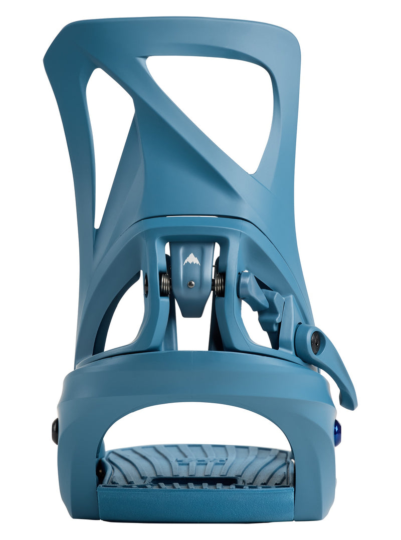 Load image into Gallery viewer, Blue snowboard binding on a white background
