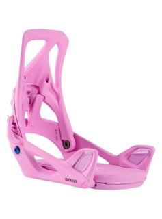 Pink snowboard binding on a white background