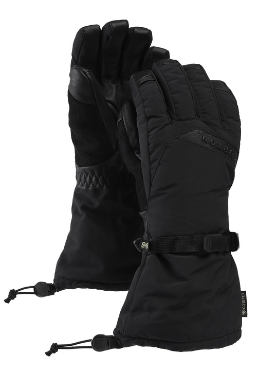Black gloves with a Burton logo on a white background