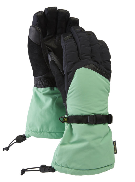 Pair of green and black gloves on a white background