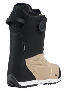 Black and beige snowboard boot with visible branding on a white background