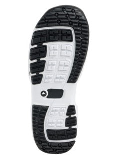 Load image into Gallery viewer, Close-up of a shoe sole with a white and black design.
