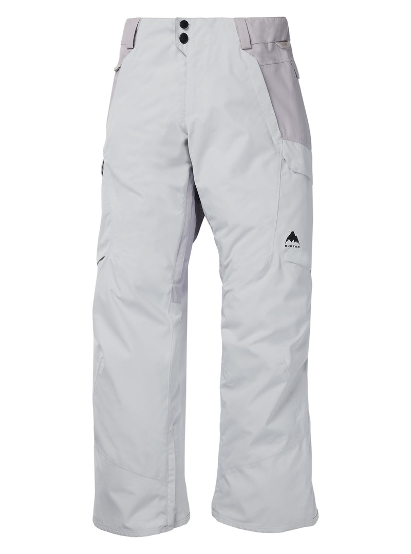 Load image into Gallery viewer, Light gray snow pants with a Burton logo on a white background
