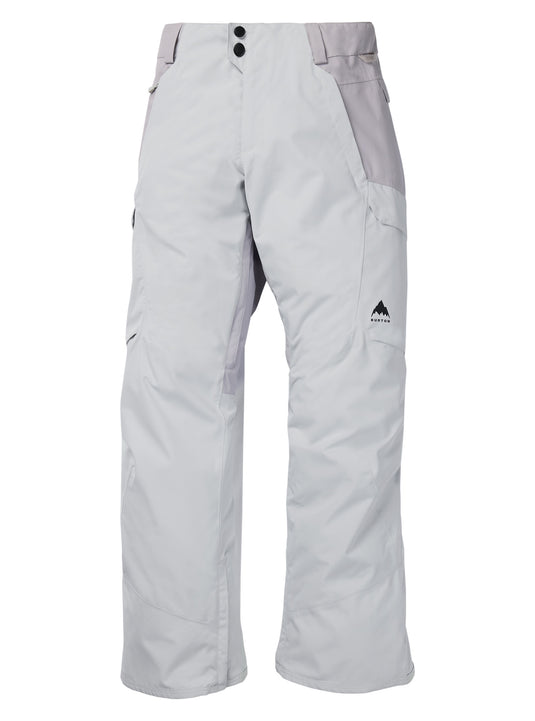Light gray snow pants with a Burton logo on a white background