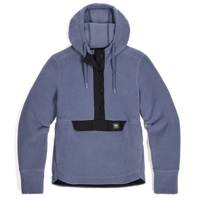 Load image into Gallery viewer, Blue fleece hoodie with black accents on a white background
