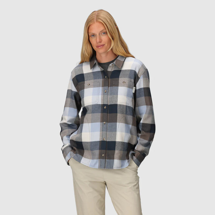 woman wearing plaid flannel shirt