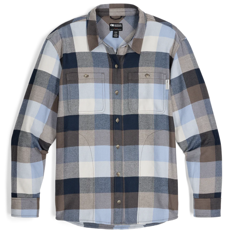 Load image into Gallery viewer, blue brown and grey women&#39;s flannel shirt
