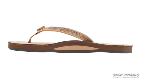 Rainbow Women's Las Flores - Single Layer Premier Leather with a Floral 1/2