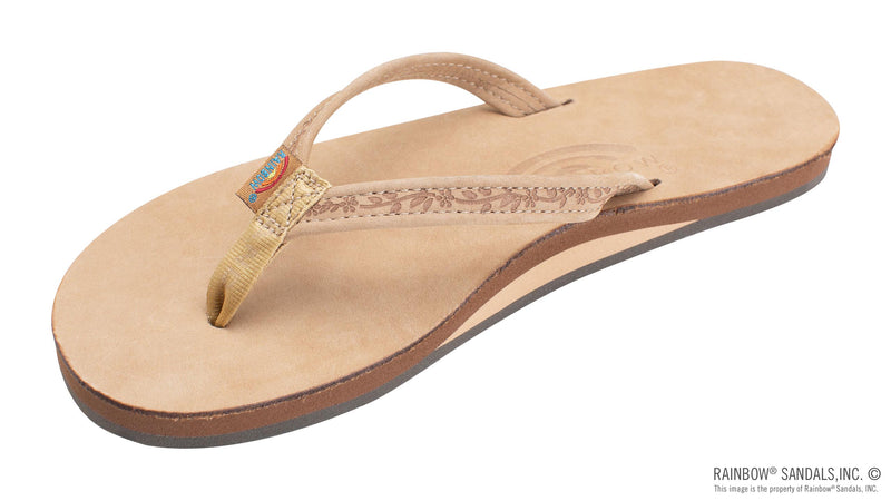 Load image into Gallery viewer, Rainbow Women's Las Flores - Single Layer Premier Leather with a Floral 1/2" Narrow Strap - Ski &amp; Tennis Station
