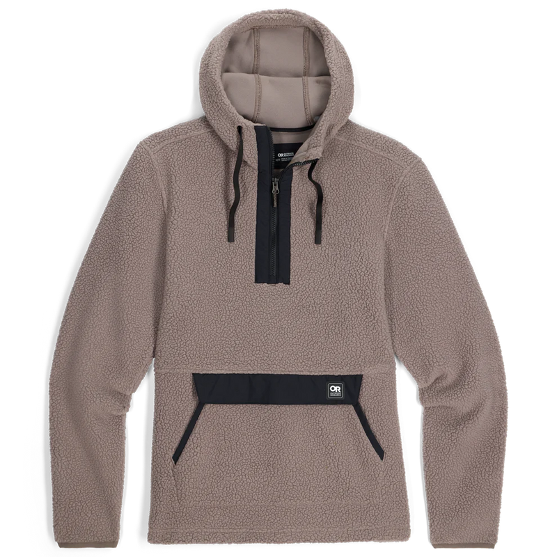 Load image into Gallery viewer, Brown fleece pullover with black accents on a white background
