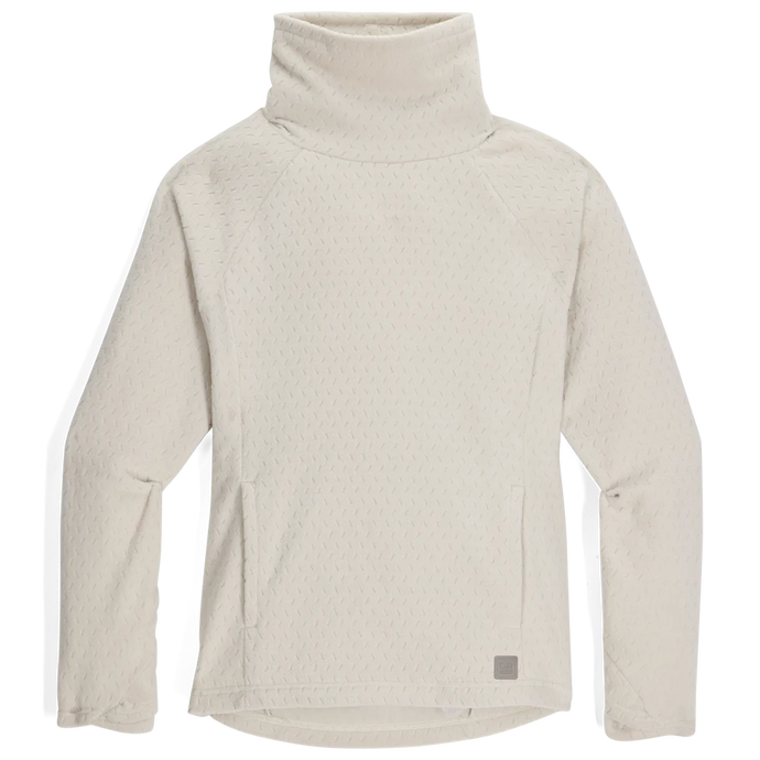 Beige fleece jacket with a high collar on a white background