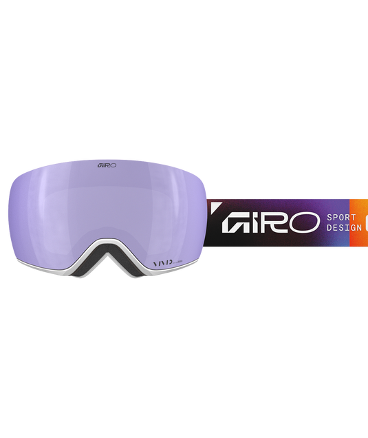 Purple ski goggles with 'Giro' branding on a white background