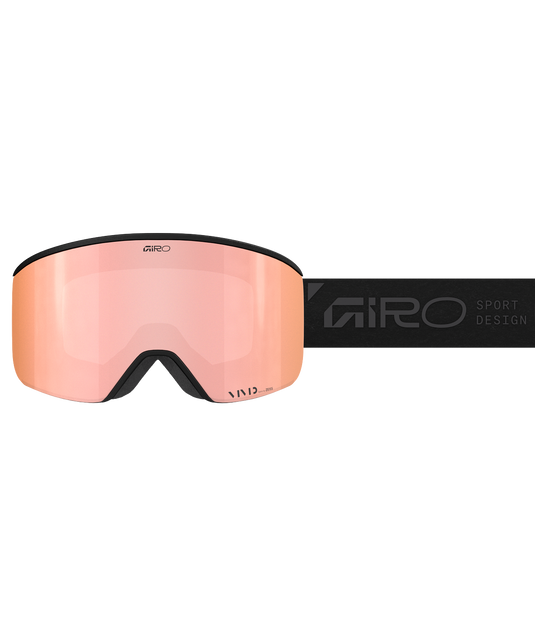 Giro ski goggles with pink lens on a white background