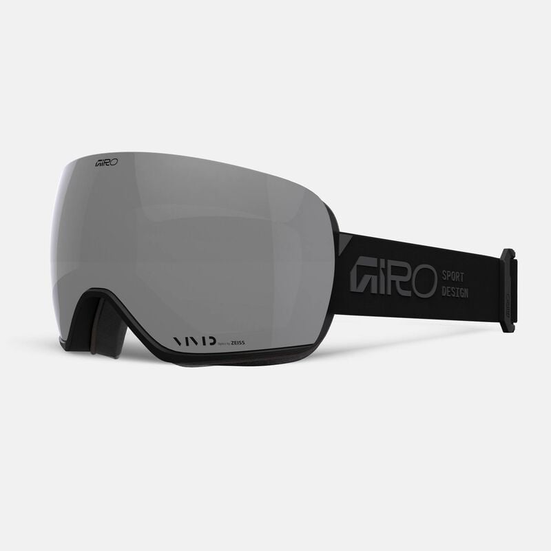 Load image into Gallery viewer, Black ski goggles with gray lens on a white background
