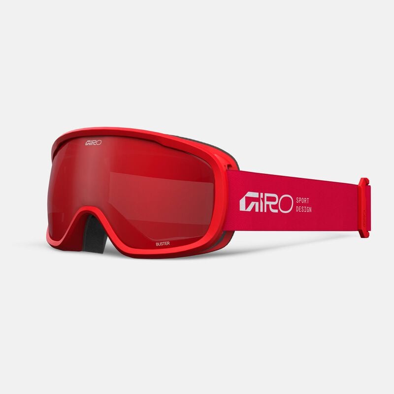 Load image into Gallery viewer, Red goggles with red strap and &#39;Giro&#39; branding on a light gray background

