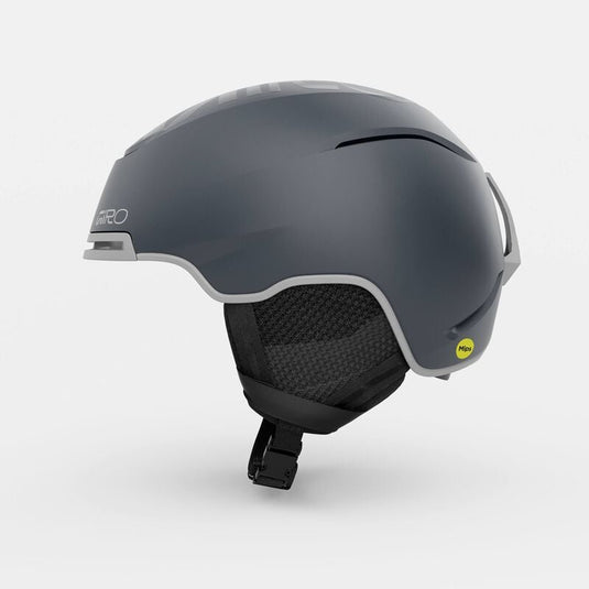 Gray Giro helmet side view on a white background