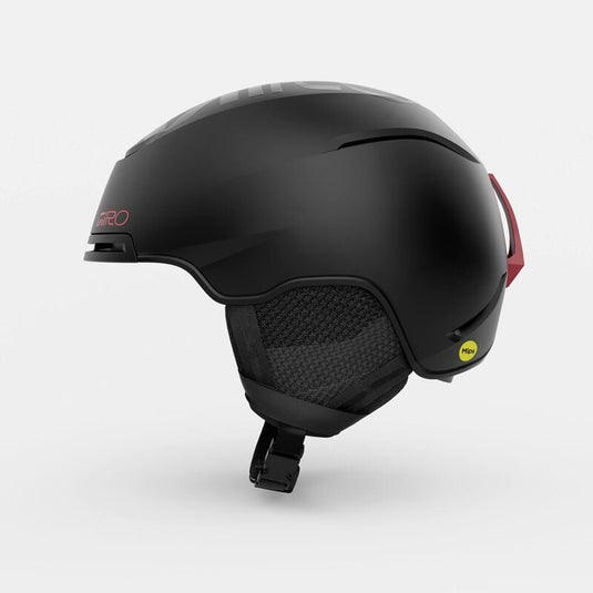 Black helmet with a red Giro logo on a light gray background